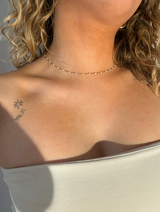 Collier MATHILDE (Doré/Blanc)
